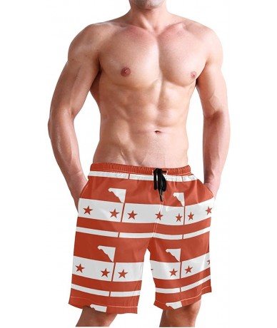 Board Shorts Men's Quick Dry Swim Trunks with Pockets Beach Board Shorts Bathing Suits - Washington Dc Flag - CB19529DZCO $48.59