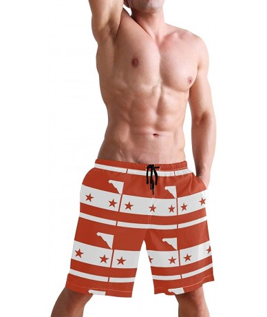 Board Shorts Men's Quick Dry Swim Trunks with Pockets Beach Board Shorts Bathing Suits - Washington Dc Flag - CB19529DZCO $48.59