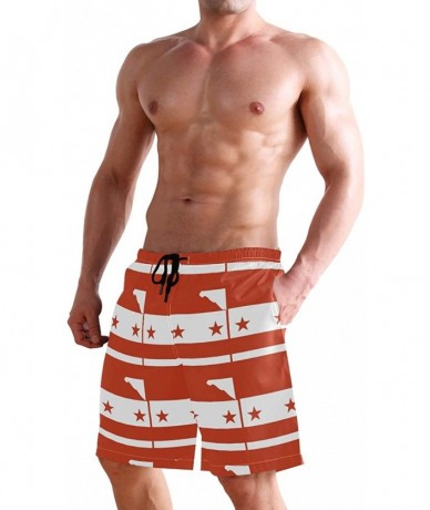 Board Shorts Men's Quick Dry Swim Trunks with Pockets Beach Board Shorts Bathing Suits - Washington Dc Flag - CB19529DZCO $48.59