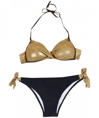 Sets Bikinis for Womens Padded Push-up Bra Bikini Set Swimwear Swimsuit Bathing Suit Beachwear - D Gold - CC18SODQ9Z0 $29.39