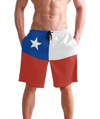 Trunks Colombian Flag Men's Swim Trunks Beach Shorts with Pockets - Chile Flag - CS18Q663H68 $48.72