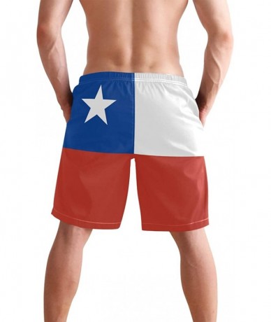 Trunks Colombian Flag Men's Swim Trunks Beach Shorts with Pockets - Chile Flag - CS18Q663H68 $48.72