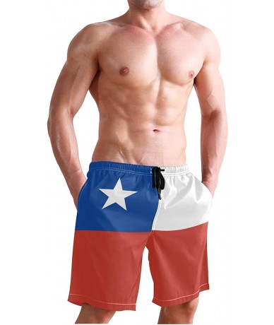 Trunks Colombian Flag Men's Swim Trunks Beach Shorts with Pockets - Chile Flag - CS18Q663H68 $48.72