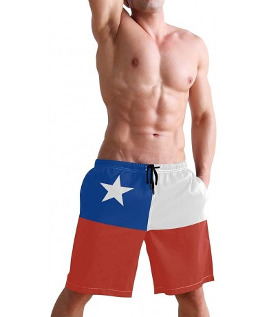 Trunks Colombian Flag Men's Swim Trunks Beach Shorts with Pockets - Chile Flag - CS18Q663H68 $48.72