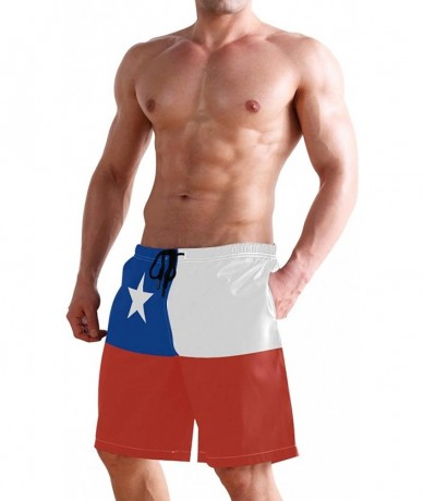 Trunks Colombian Flag Men's Swim Trunks Beach Shorts with Pockets - Chile Flag - CS18Q663H68 $48.72