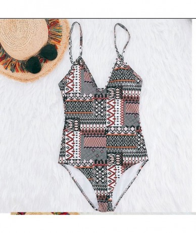 One-Pieces Women Monokini Summer-SIN+MON Women Brazilian Boho Retro Print Sling One Piece Swimsuit Filled Bra Bathing Suit Sw...