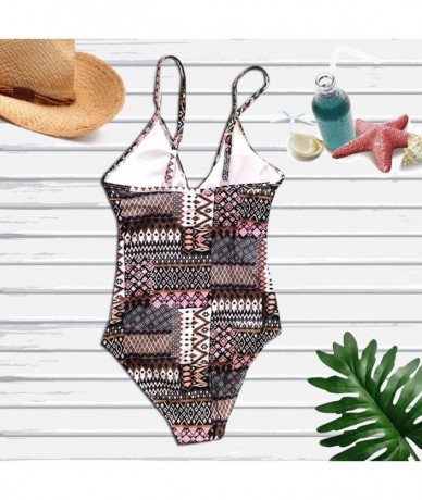 One-Pieces Women Monokini Summer-SIN+MON Women Brazilian Boho Retro Print Sling One Piece Swimsuit Filled Bra Bathing Suit Sw...