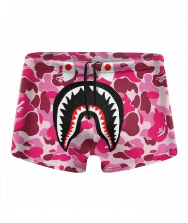 Briefs Men's Swim Briefs Swimwear Competitive Swim Suit - Bape Shark Teeth Pink Camo (11) - CU19CM3T5HW $40.11