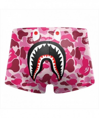 Briefs Men's Swim Briefs Swimwear Competitive Swim Suit - Bape Shark Teeth Pink Camo (11) - CU19CM3T5HW $40.11