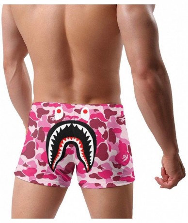 Briefs Men's Swim Briefs Swimwear Competitive Swim Suit - Bape Shark Teeth Pink Camo (11) - CU19CM3T5HW $40.11