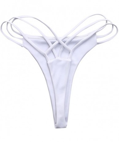 Bottoms Sexy Bikini Bottoms for Women Cut Out Swimwear Cheeky Thongs Swim Panties - White - CA195NNCDMU $18.66