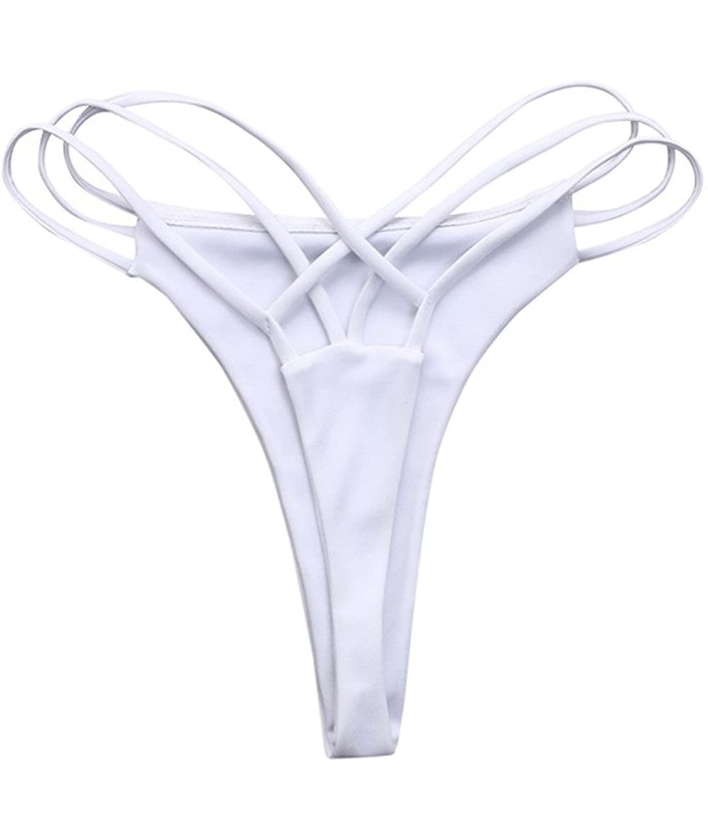 Bottoms Sexy Bikini Bottoms for Women Cut Out Swimwear Cheeky Thongs Swim Panties - White - CA195NNCDMU $18.66