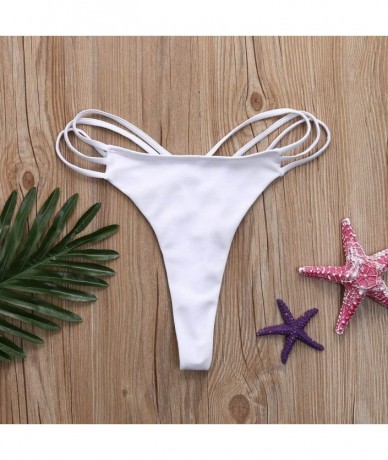 Bottoms Sexy Bikini Bottoms for Women Cut Out Swimwear Cheeky Thongs Swim Panties - White - CA195NNCDMU $18.66