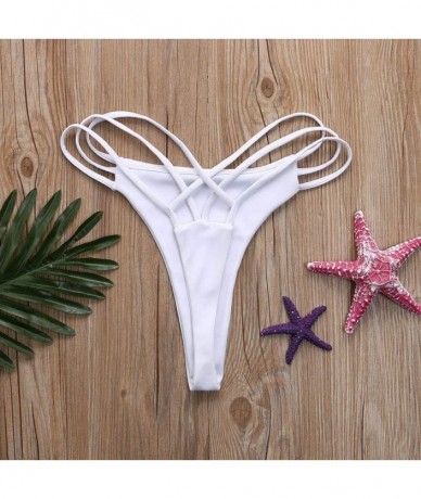 Bottoms Sexy Bikini Bottoms for Women Cut Out Swimwear Cheeky Thongs Swim Panties - White - CA195NNCDMU $18.66