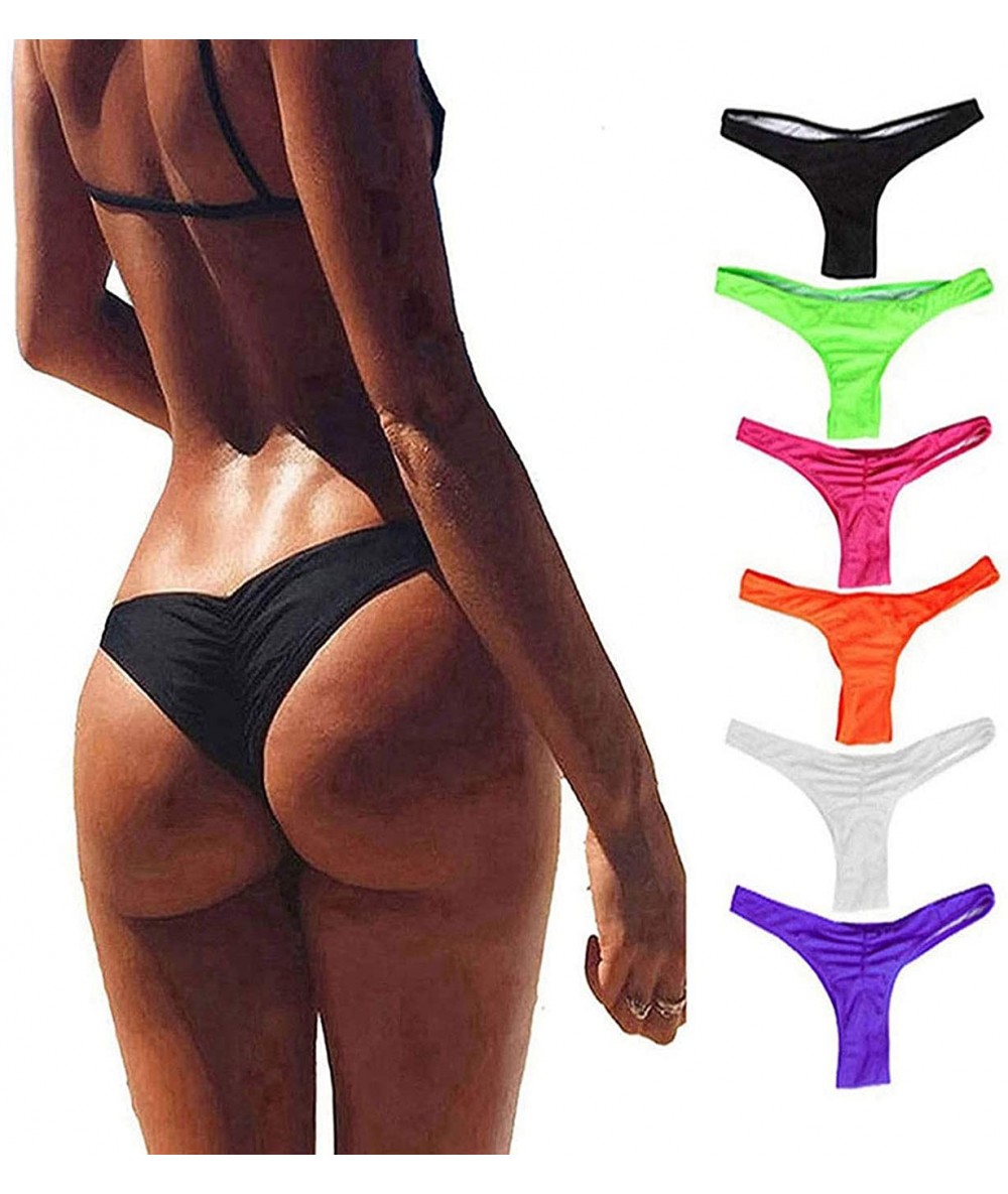 Bottoms Women's Hot Summer Brazilian Beachwear Bikini Bottom Thong Swimwear - Orange - CC12I7GWJX1 $20.81