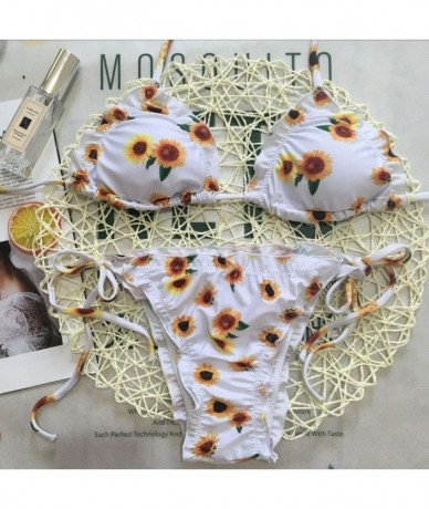 Sets Women Swimwear- Sexy Bikinis Set Women Sunflower Print Tankini Brazilian Two-Piece- for Easter Day - White - C2196RM36HE...