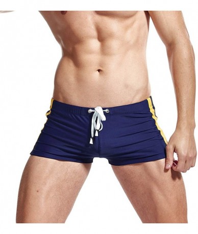 Briefs Mens Swim Shorts Athletic Swimwear Briefs Quick Dry Boxer Shorts for Men(AM8166RoyalBlueM) - CZ194HH93TN $30.09