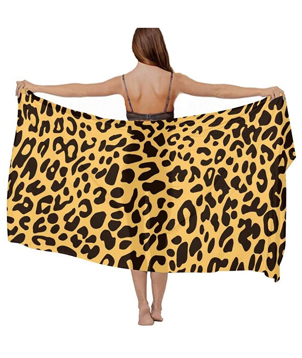 Cover-Ups Women Fahion Swimsuit Bikini Cover Up Sarong- Party Wedding Shawl Wrap - Colorful Leopard Print - C119C4G033C $45.47