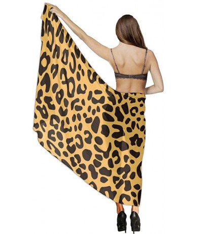 Cover-Ups Women Fahion Swimsuit Bikini Cover Up Sarong- Party Wedding Shawl Wrap - Colorful Leopard Print - C119C4G033C $45.47