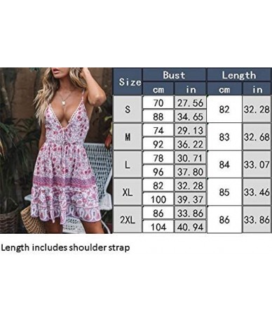 Cover-Ups Women Summer Beach Dress- Sexy Bohemian Sundresses Open Back Halter Deep V Lace Floral Skirt- Long Sleeve Chiffon C...