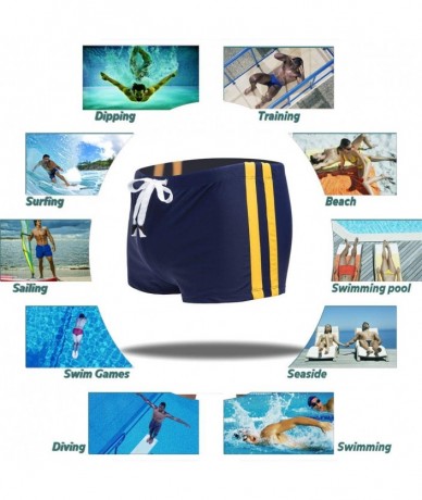 Briefs Mens Swim Shorts Athletic Swimwear Briefs Quick Dry Boxer Shorts for Men(AM8166RoyalBlueM) - CZ194HH93TN $30.09