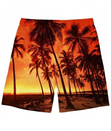 Board Shorts Men's Beach Surfing Boardshors Swim Trunk Hawaiian Shorts - Palm Tree 2 - CT194THQ7IG $43.83