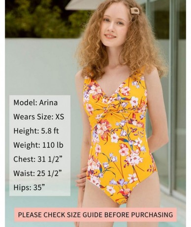 Racing One Piece Swimsuits for Women - Soft and Colorful Floral Design - Multicolored Yellow - CC1999RX2IZ $45.49