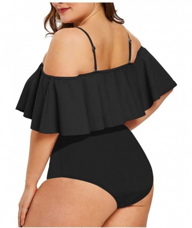 Sets Women's Plus Size Swimwear Two Piece High Waist Swimsuit Bathing Suits - Black - CA18TULUX69 $54.58