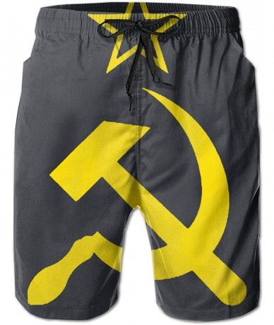 Board Shorts CCCP USSR Hammer & Sickle (2) Men's Swim Trunks Bathing Suit 3D Print Quick Dry Beach Shorts - White - C9196OLTW...