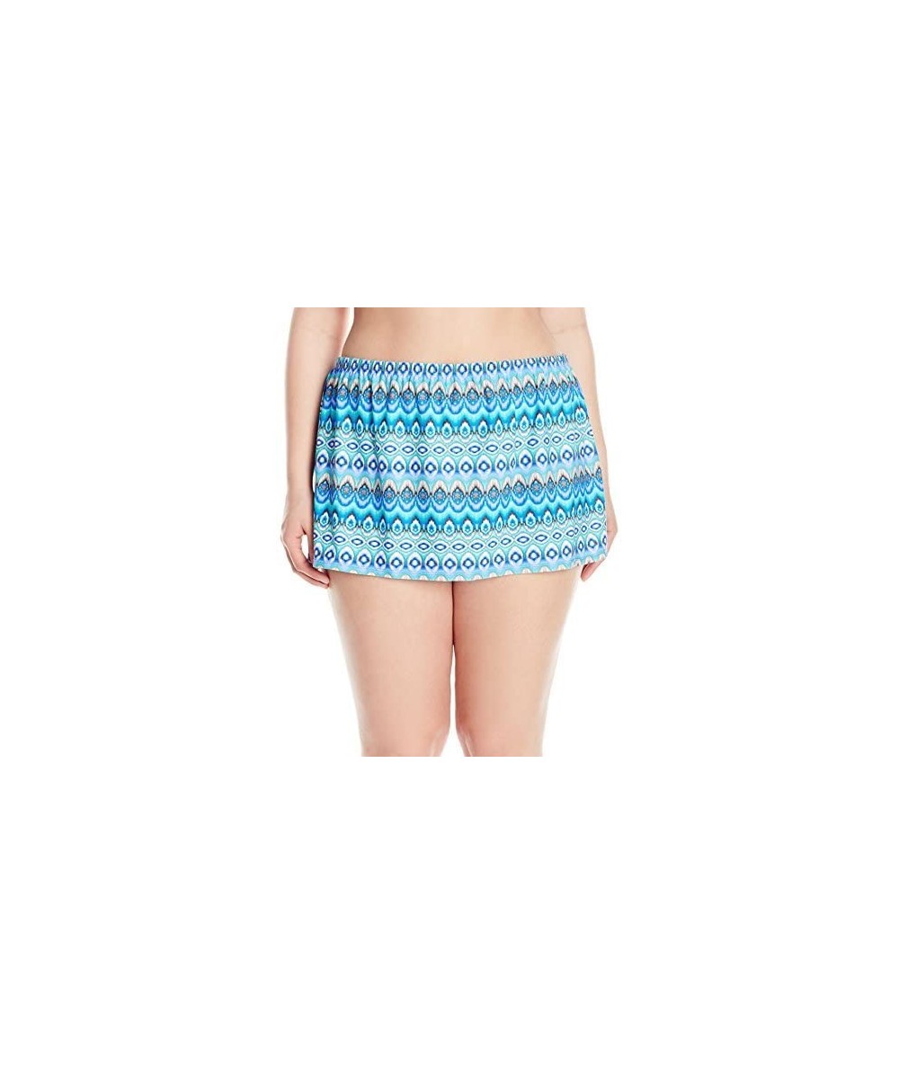 Bottoms Women's Plus-Size Skirted Bikini Bottom - Blue - CM12CGGTJQ3 $18.69