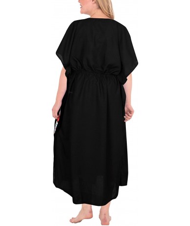 Cover-Ups Women's Maxi Kaftan Wedding Dresses Sleepwear Cover Ups Drawstring A - Halloween Black_b235 - C018ME5E90I $39.67