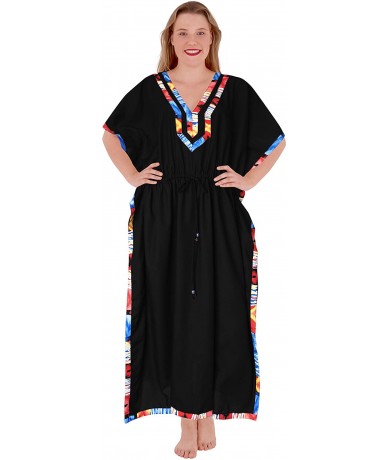 Cover-Ups Women's Maxi Kaftan Wedding Dresses Sleepwear Cover Ups Drawstring A - Halloween Black_b235 - C018ME5E90I $39.67