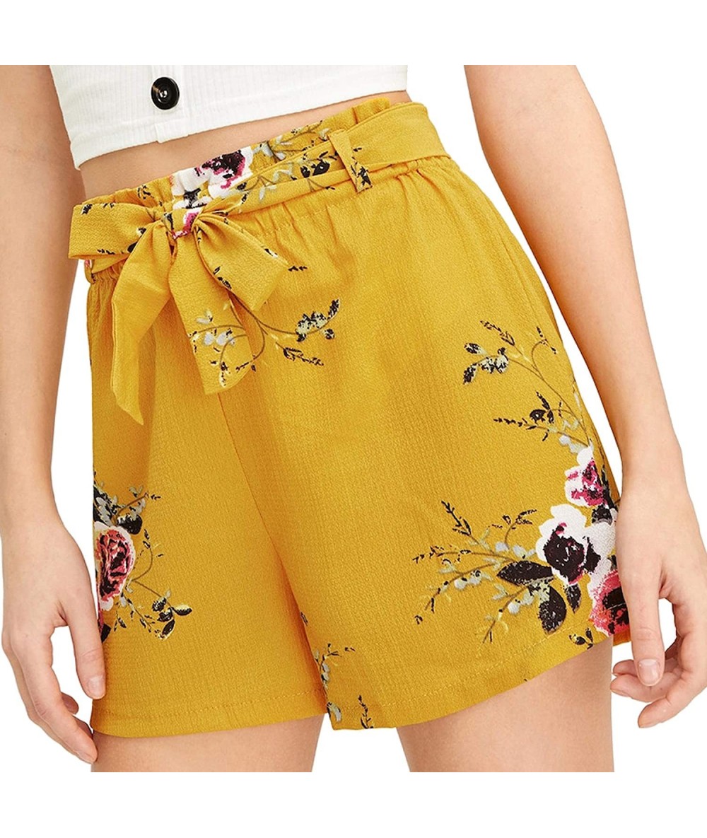 Board Shorts 2019 Women Sexy Skirt Summer Print Embroidery High Waist Short Pants - Khaki - CD184UAX4MK $21.79