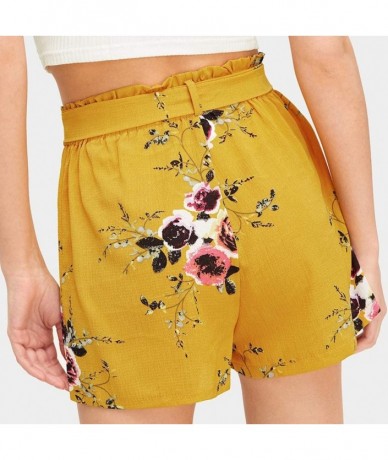 Board Shorts 2019 Women Sexy Skirt Summer Print Embroidery High Waist Short Pants - Khaki - CD184UAX4MK $21.79