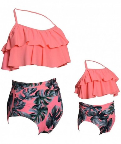 One-Pieces Mother and Daughter Swimwear Family Matching Swimsuit Girls Swimwear - Orange+leaves - C018CDCOL6M $35.20