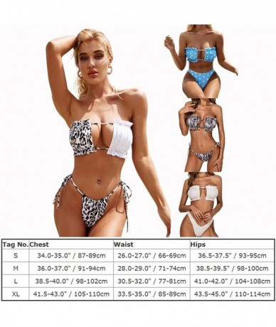 Sets Women's Sexy Ruffle Tie Side Bandeau Bikini Set Strapless High Cut Two Piece Bathing Suits String Triangle Bikini Swimsu...