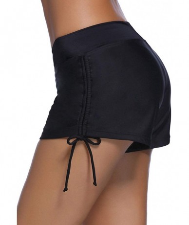 Tankinis Women's Swim Shorts Solid Swimsuit Bottoms Quick Dry Swim Board Shorts with Adjustable Ties - Black - CV18Q5YRN6W $3...