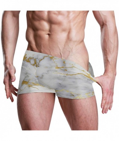 Briefs Sexy Mens Swimwear Swim Briefs Bikini Bathing Suit Gold White Marble Boxers Shorts Swim Trunks - CG19DYSMHDH $46.88