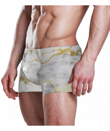 Briefs Sexy Mens Swimwear Swim Briefs Bikini Bathing Suit Gold White Marble Boxers Shorts Swim Trunks - CG19DYSMHDH $46.88