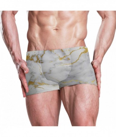 Briefs Sexy Mens Swimwear Swim Briefs Bikini Bathing Suit Gold White Marble Boxers Shorts Swim Trunks - CG19DYSMHDH $46.88