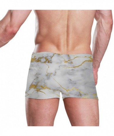 Briefs Sexy Mens Swimwear Swim Briefs Bikini Bathing Suit Gold White Marble Boxers Shorts Swim Trunks - CG19DYSMHDH $46.88