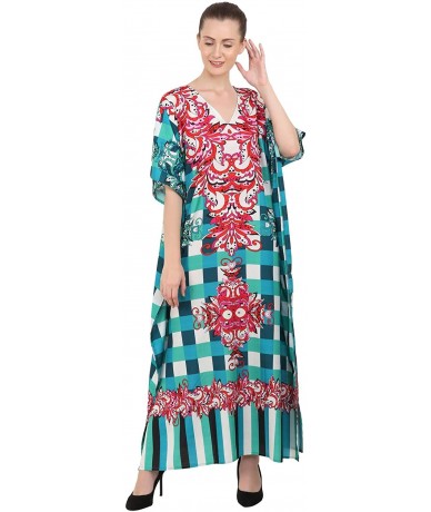 Cover-Ups Kaftan Dress - Caftans for Women - Women's Caftans Long Maxi Style Dresses - 143-teal - C51966RXZ5O $32.71