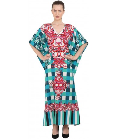 Cover-Ups Kaftan Dress - Caftans for Women - Women's Caftans Long Maxi Style Dresses - 143-teal - C51966RXZ5O $32.71