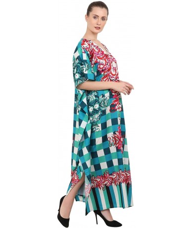 Cover-Ups Kaftan Dress - Caftans for Women - Women's Caftans Long Maxi Style Dresses - 143-teal - C51966RXZ5O $32.71