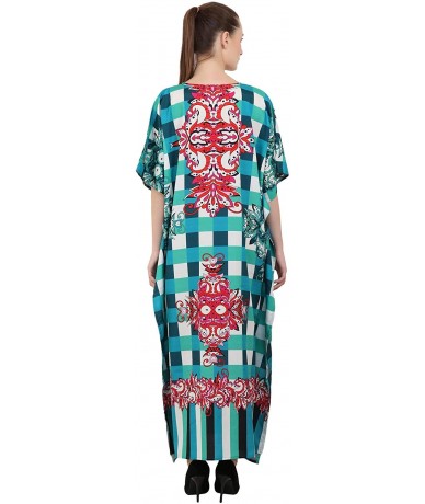 Cover-Ups Kaftan Dress - Caftans for Women - Women's Caftans Long Maxi Style Dresses - 143-teal - C51966RXZ5O $32.71