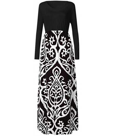 Tops Women's Printed Long Maxi Sundress - White9421 - CK18Q0M9CXO $39.90