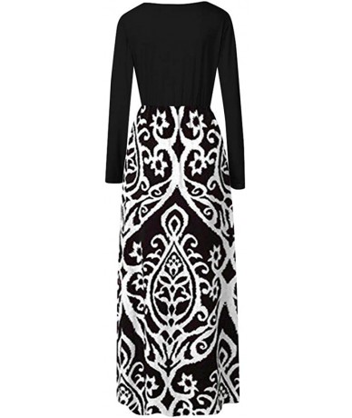 Tops Women's Printed Long Maxi Sundress - White9421 - CK18Q0M9CXO $39.90