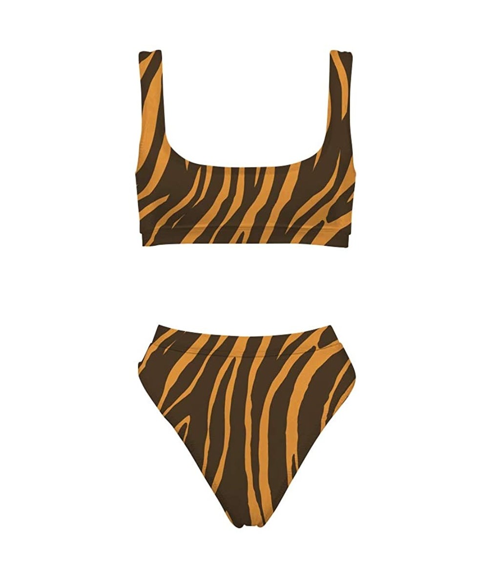 Sets Two Piece Bikini Set Swimsuit Sport Low Crop Top Leopard Swimwear - Print- 2 - CY18R7L9XRE $45.69