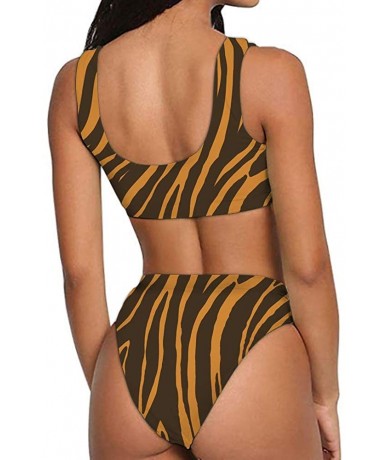 Sets Two Piece Bikini Set Swimsuit Sport Low Crop Top Leopard Swimwear - Print- 2 - CY18R7L9XRE $45.69