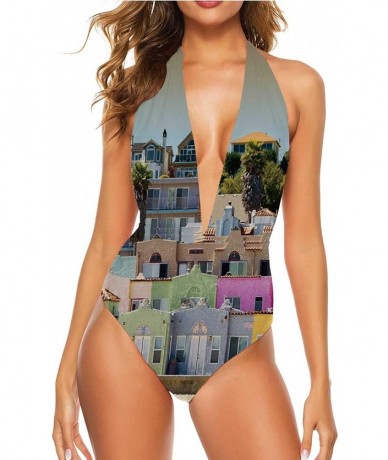 Racing Silhouette of A Dog.of Dachshund.Hand Dr High Waisted Beach Sport Swimsuit L - Color 37 - CR190O6WD6A $71.55